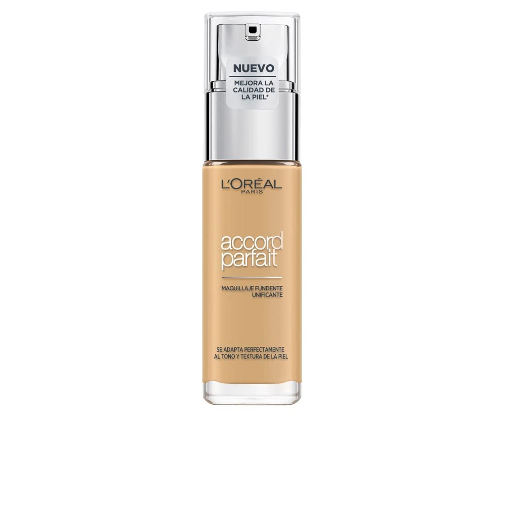 LOréal Paris Accord Parfait Base De Maquillaje Acabado Natural Tono De Piel Medio 4D Naturel Doré 30 Ml