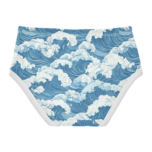 ZZKKO Sea Waves Spray Girls Underwear Toddler Panties for Girls Comfort Brief Size 2T-8Y2