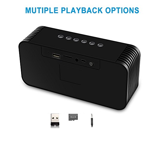 Portable Bluetooth Speaker, Radio Clock, with 2x6W Acoustic Drivers, 7-Inch LED Display, Night Light, Dual Alarm Clock, Slots for Micro SD Card & USB & AUX-in, for Smart Phone Tablet MP3 PC(Upgraded) - Thumbnail 4