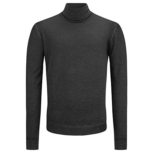 Bugatchi Men's Long Sleeve Turtle Neck Sweater, Black, XXL
