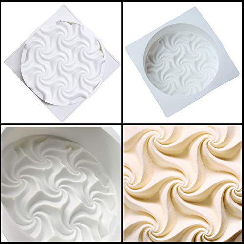 One Cavity Big Size Baking Silicone Mold for Jello, Mousse Cake, 3D Spiral Appearance Silicone Nonstick Cake Pan for Dessert Molds, Gelatin, Pastry Chocolate, Kitchen Baking and Freezing