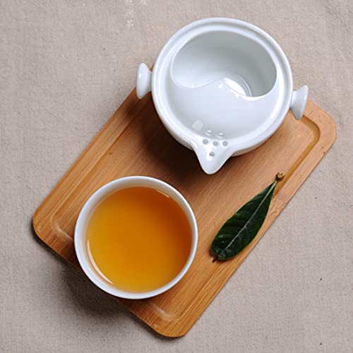 Image of Convenient Teapot Cup Porcelain Teacup White Glazed Travel tea set (Ink Lotus set)