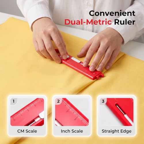 Image of 2 Pcs 4 in 1 Needle Threader, Automatic Sewing Needle Threader for Hand Sewing & Sewing Machine, Magnetic Sewing Tool with Magnifier & 2 Seam Rippers (Red)
