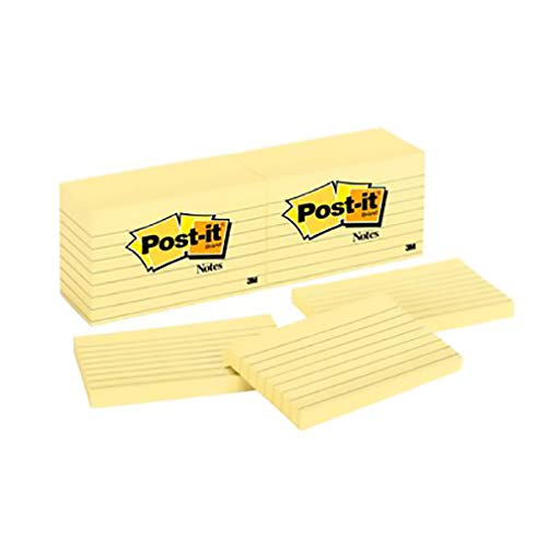 Post-it Notes Canary Yellow Lined 3 x 5 in (76 x 127 mm) 635 | Yellow Color | Sticky Notes | For Note Taking, To Do Lists and Reminders | Clean Removal | Recyclable | 100 sheets/pad | 12 pads/pack