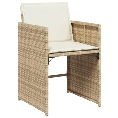 Image of 8-Piece Beige PE Rattan Patio Dining Set with Cushions, Foldable 8-Seater Outdoor Table and Chairs for Garden or Balcony, Weather-Resistant and Easy to Clean Furniture