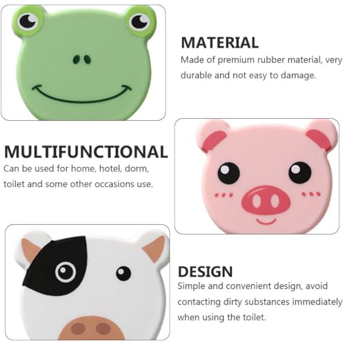 Image of UKCOCO Toilet Lid Lifter 4-Pack Cartoon Patterned Toilet Seat Cover Lifters Portable Small Size Handle Tabs for Easy Hygienic Bathroom Use