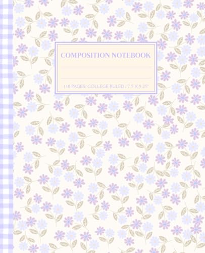 Cottagecore Floral Journal: Aesthetic Vintage Coquette Composition Notebook for Teens College Ruled, Pastel Blue & Purple Lavender Cute School Supply Gift for Girls image 2