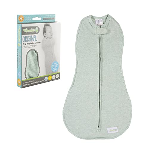 Image of Woombie Original Baby Swaddling Blanket - Soothing, Cotton Baby Swaddle - Wearable Baby Blanket, Lime Sorbet, 14-19 lbs