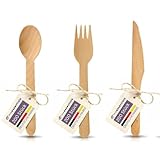 Inoverse Holzbesteck Set - 200 Holzgabeln, 200 Holzlöffel, 200 Holzmesser - Nachhaltiges Einwegbesteck, Biologisch Abbaubar Besteck aus Holz, Einmalbesteck Set, Stabil Einwegeschirr
