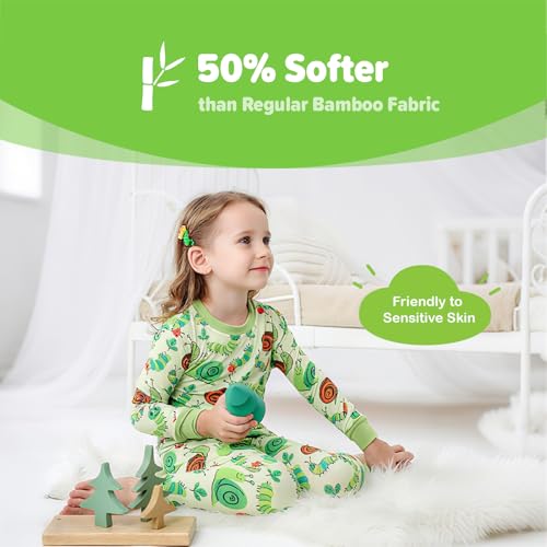 Image of Kids 2-Piece Soft Bamboo Viscose Clothing Set, Long Sleeve Top & Pants, Everyday Outfit for Toddler Boys & Girls