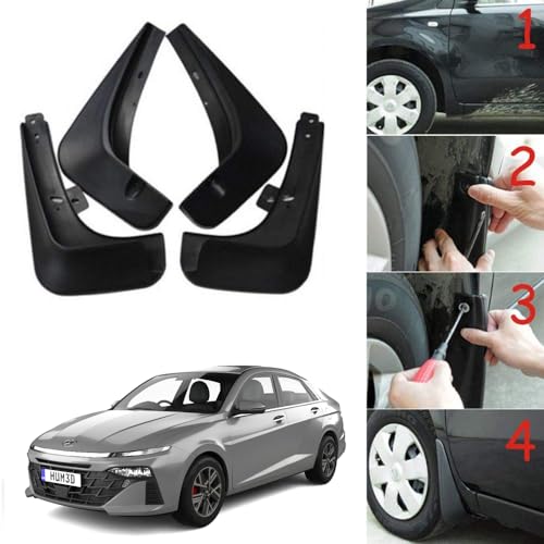 Image of Oshotto (O.E.M Fitting Cup Type) Mud Flap /Splash Guard Compatible with Hyundai Verna 2023 Onwards (Set of 4)