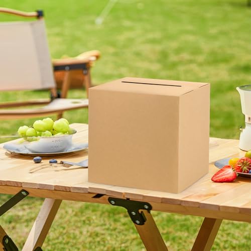 Image of Hooqict Kraft Card Box with Slot 9.1 inch Wedding Favor Gift Card Boxes for Reception, Parties, Birthday, Rustic Wedding Decorations, Retirement, Graduation Money Box Envelope Holder