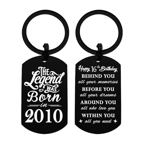 Image of Yobent Sweet 16 Birthday Gifts for Boys Girls, 16th Birthday Decorations for Men Women, 16 Years Old Bday Keychain, Born In 2010 Bday Present