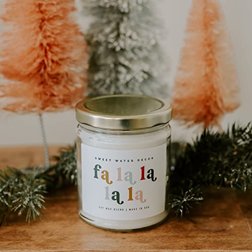 Sweet Water Decor Fa La La La Soy Candle | Steamy Milk, Cool Peppermint, And Creamy Cappuccino Scented Candles For Home | 9Oz Clear Jar, 40+ Hour Burn Time, Made In The Usa #TOP2