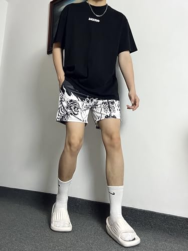DIOTSR Mens Graphic Shorts Casual Flat Front Shorts Cool Streetwear Designer Shorts Drawstring Summer3
