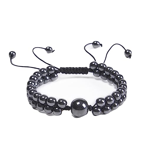 Bracelet deux couches tissées en pierre naturelle 6 mm de haute qualité
