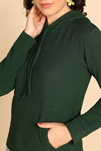 Image of POPWINGS Casual Solid Hooded Pocket Sweatshirt for Women || Women Sweatshirts Casual Wear ||Stylish Western Winter Wear Sweatshirts for Women