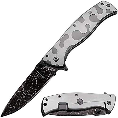 Pocket Knife - Camo Folding Knifes for Outdoor Military Utility Tactical Survival - Flip EDC Self Defense Knofe - Best Knives for Camping Army Work Hiking -Cool Birthday Gifts for Men Boy Scout 01297