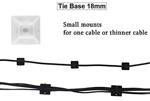 Image of Self Adhesive Zip Cable Tie Mount for Wire, Clips, Cable Management 18x18(mm), 100pcs /Pack - White - Convenient and Secure Cable Tie Mounts - Pack of 100
