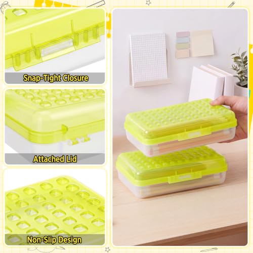 Image of Blulu 6 Pack Plastic Pencil Boxes Bulk Large Pencil Case,Yellow | 8.5 x 5.5 x 2.4in, with Snap Lid, Large Capacity Pencils Holder for Organize and Carry, Watercolor Pens Stationery for Office