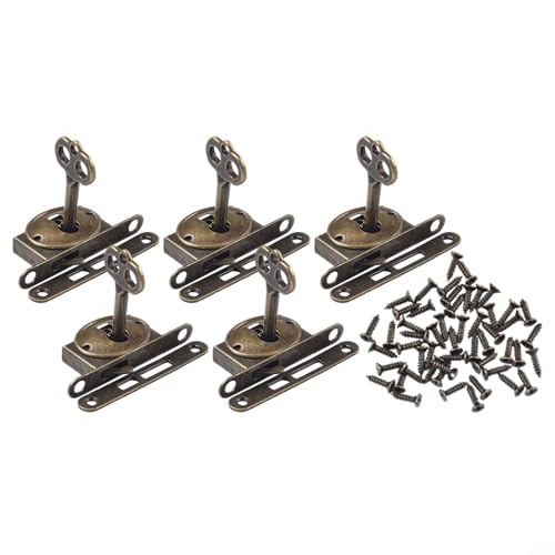 Zeroupshop Juego de 5 cerraduras decorativas de metal de estilo antiguo para cajones y gabinetes, cerraduras de seguridad con llaves para caja de almacenamiento y armario (5 unidades)