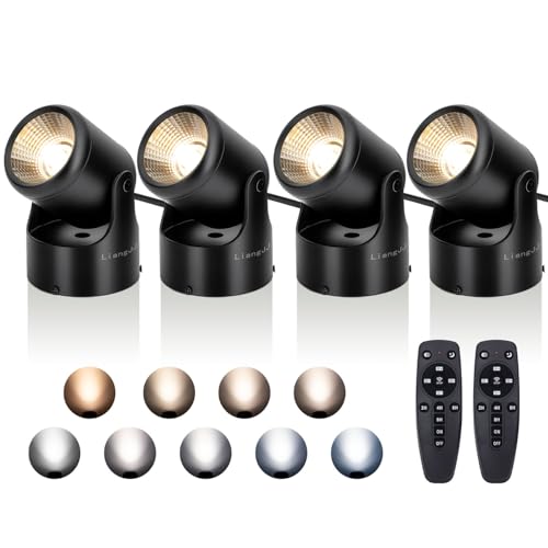Image of Uplights Indoor, 4 Pack 24W Uplighting with Timer and Remote, Stepless Adjustable Color Temperature and Dimmable Floor Can Light, 6000K Accent LED Spot Lights for Plant, Artwork, Corner, Wall