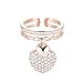Pengjin - Anello con ciondolo a forma di cuore, adatto a donne, in rame ipoallergenico e zirconia cubica, ideale come regalo d'amore