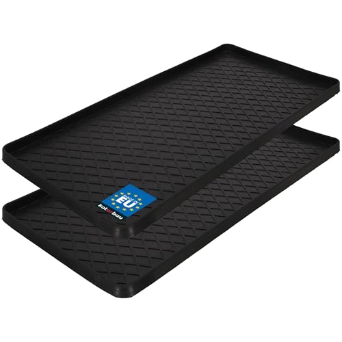 KOTARBAU® 2er Set Schuhabtropfschale - 40 x 80 cm - Abtropfmatte für Schuhe - Schuhablage für Herbst & Winter - Schuhmatte aus Gummi - Schuhwanne - Schwarz