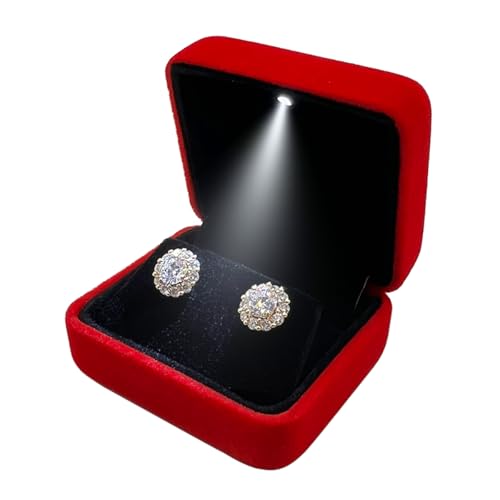 GBYAN Earring Box with LED Light,Velvet Earring Case,Jewelry Gift Box