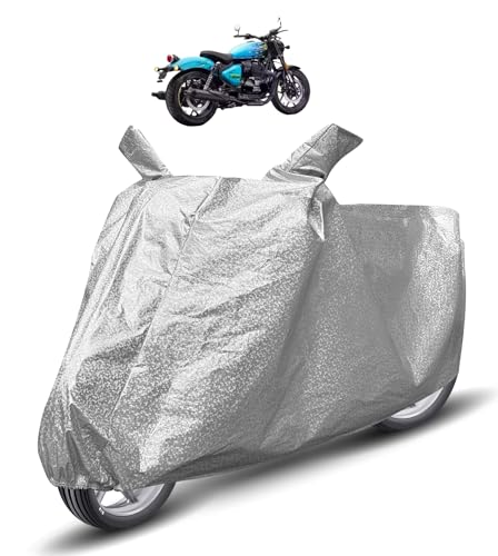 Image of Auto Hub Waterproof Bike Cover Compatible with RE Guerrilla 450 Dustproof, UV Protection Two Wheeler Bike Guerrilla 450 Cover - Metallic Silver