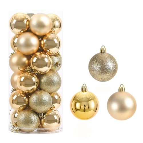 Kit 12 Bolas Lisas Foscas Glitter Dourado 8 CM Enfeites De Natal Para Árvore Natalina