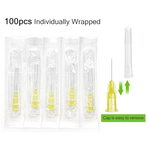 Image of 100Pack 30Ga 1 /2 inch Needles Luer Lock for Refilling Ink | Individually Packaged