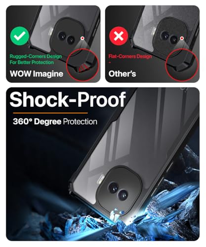 Image of WOW IMAGINE Shock Proof Clear Back Case Mobile Cover for iQOO 15R 5G (Hard | Hybrid PC + TPU | Full Armour Device & Camera Protection | Black)