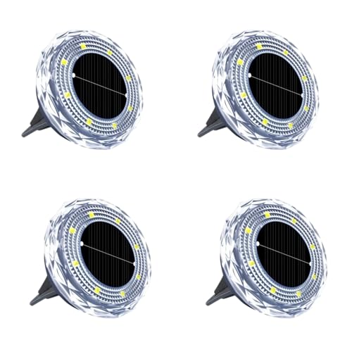 Solar ground light, adecuado para exteriores solares focos en paths, lawns, courtyards, and swimming pools, with a Waterproof rating of IP65 (luz cálida, lote de 4)