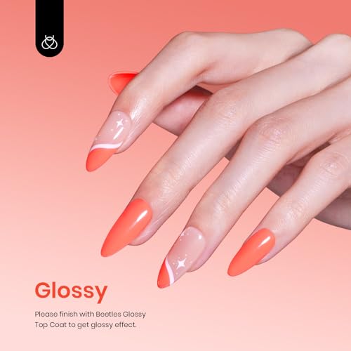 Image of Beetles Orange Gel Polish - 15ml Carly Coral Orange Color Peach Gel Polish Nails Soak Off UV LED Nail Lamp Nail Art DIY Manicure