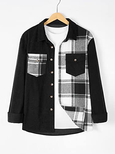 Image of ZAFUL Unisex Plaid Flannel Shirt Jacket Button Down Long Sleeve Pocket Coat Outwear | Mens Fall Clothes Lightweight Long Sleeve Button Down Flap Pocket Jacket Tops for Fall&Winter 2026