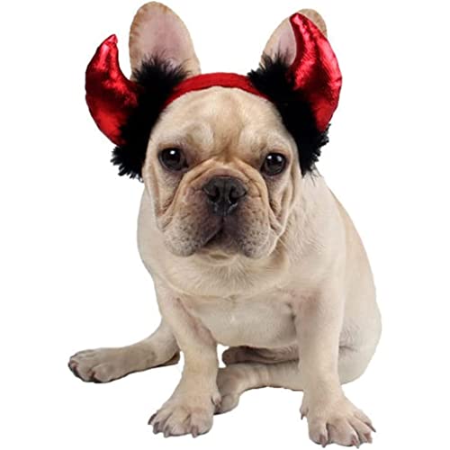 Disfraz Halloween para mascotas diablo con cuernos rojo ajustable