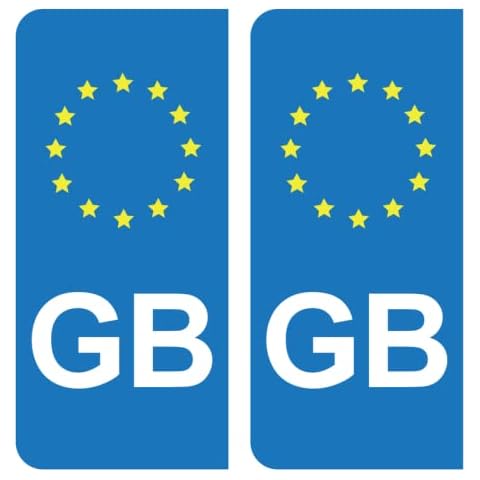HADEXIA Self-Adhesive Number Plate Stickers GB Great Britain European Union EU Blue Cover