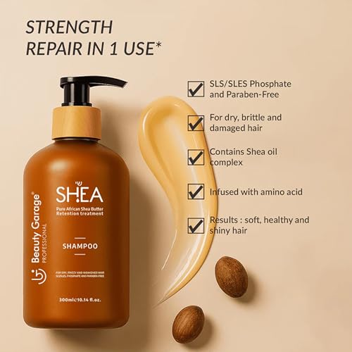 Image of Beauty Garage African Shea Butter Shampoo and Conditioner for Women | Sulfate-Free Shampoo and Conditioner Hair Care Combo for Dry & Color-Treated Hair (Pack of 2)