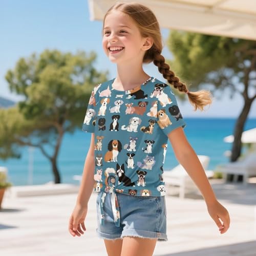 DISNIMO Short Sleeve Tie Hem T-Shirt for Girls Summer Crop Tops Crewneck Tee Shirts3