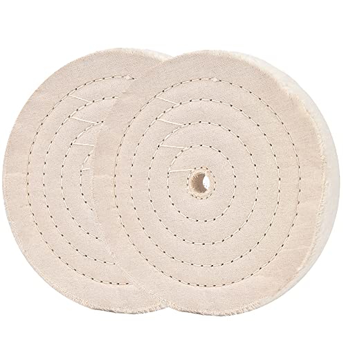 2 disques de polissage cousus en spirale de 200 mm (70 couches) - Polissage de miroir - Avec alésage de 16 mm pour outils de ponçage de table