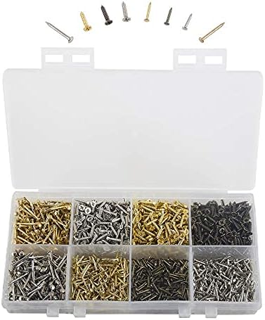 8 Different Types of Small Wooden Nails and Self Tapping Screws Combination Toolbox Iron Nail and Head Self-Tapping Screws 1600pcs for DIY Hardware Accessories Fixed Installation