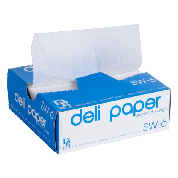 Durable Packaging 6" x 10 3/4" Interfolded Deli Wrap Wax Paper. 2000 Count (4 Packs of 500 Sheets)