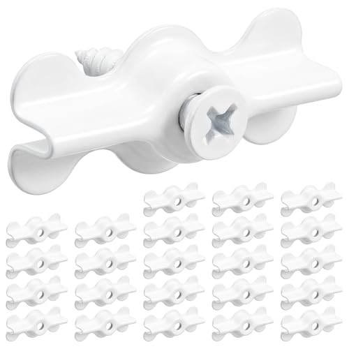 Blulu 48 Sets Flush Clips with Screws, Alloy Steel, Double Wing, White