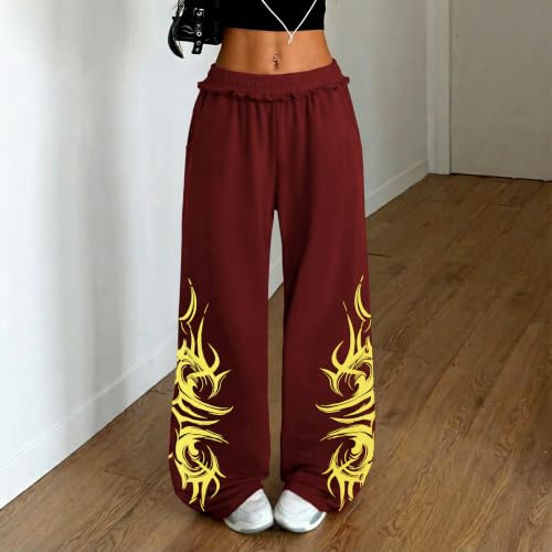 ZAFUL Womens Wide Leg Sweatpants Y2K Gothic Graffiti Sweat Pants - image 4