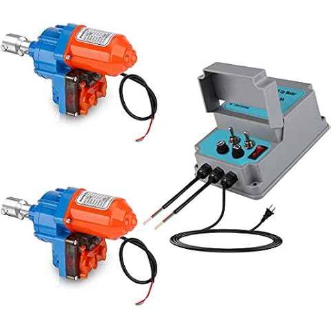 UYGALAXY Greenhouse Film Roll Up Motors with Limit Switch (2 Packs) + Transformer Controller Joint Box (AC110V to DC24V) for Greenhouse Ventilation,Automatic Venting Cover
