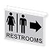 ComplianceSigns Aluminum Restroom Public / Private Ceiling Sign, 14 x 10 with English, Silver