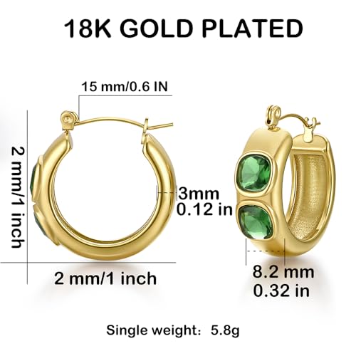 Image of FRUMOS 18K Gold Plated Chunky Hoop Earrings for Women Fashion Thick Gold Hoops Set Jewelry for Birthday Christmas Gifts