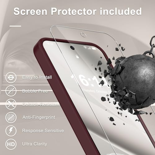Image of for Google Pixel 10a Case, Matte Magnetic Phone Cover [with 1 Screen Protector] [Support for MagSafe] [Shockproof Military Grade Protection] Translucent Frosted Back, Wine Red