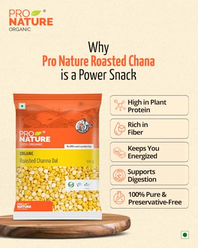 Pro Nature 100% Organic Roasted Channa Dal - 500g | Vegan | Indian Pulses | Rich in Protien